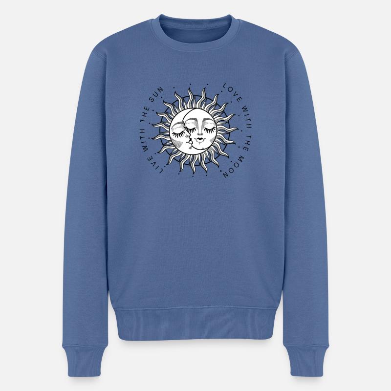 Sonne Mond Sterne - Männer Premium Bio Pullover - Taubenblau