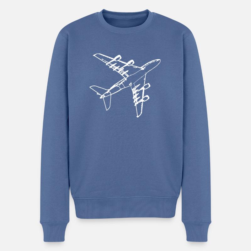 Flugzeug - Männer Premium Bio Pullover - Taubenblau