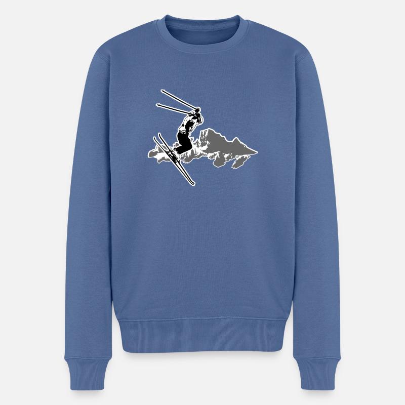 Ski Alpine - Männer Premium Bio Pullover - Taubenblau