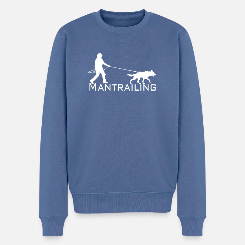 Mantrailing Weiss - Männer Premium Bio Pullover - Taubenblau
