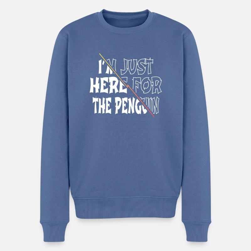 quote geek dancing penguin short sayings ice - Männer Premium Bio Pullover - Taubenblau