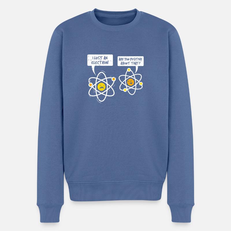 LUSTIGER ATOM WITZ | WITZIG POSITIV ELEKTRON NERD - Männer Premium Bio Pullover - Taubenblau
