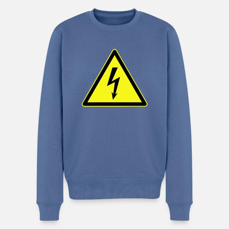 Warnung vor elektrischer Gefahr, elektrische Gefahr - Männer Premium Bio Pullover - Taubenblau
