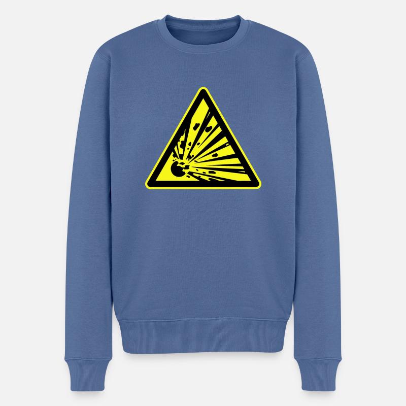 Explosief Waarschuwing, Avertissement explosif - Pull Premium bio Homme - bleu pigeon