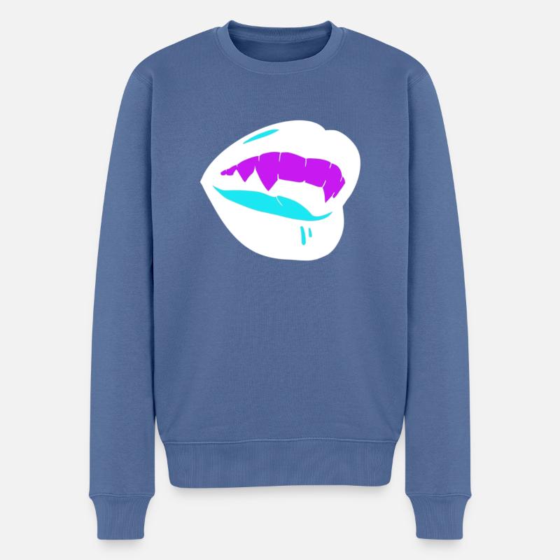 Bouche - Pull Premium bio Homme - bleu pigeon