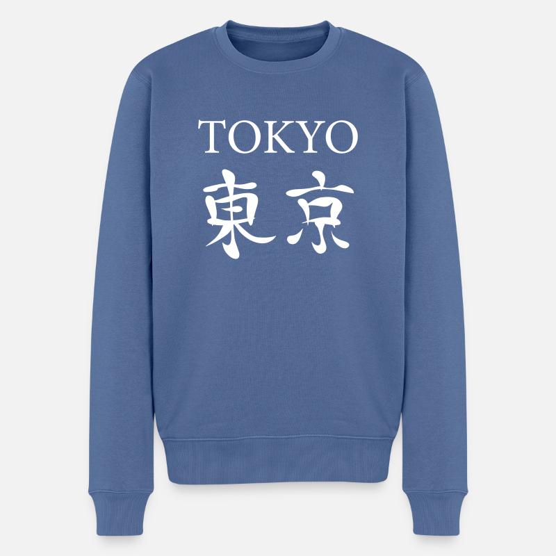 Tokyo - Männer Premium Bio Pullover - Taubenblau