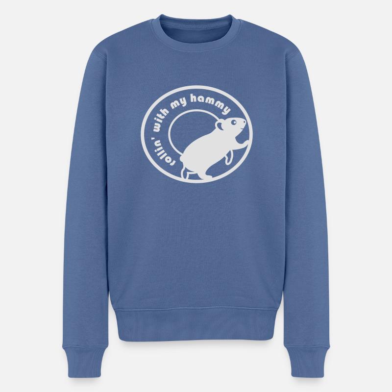 Rollin 'With My Hammy "Hamster-Rad" - Männer Premium Bio Pullover - Taubenblau