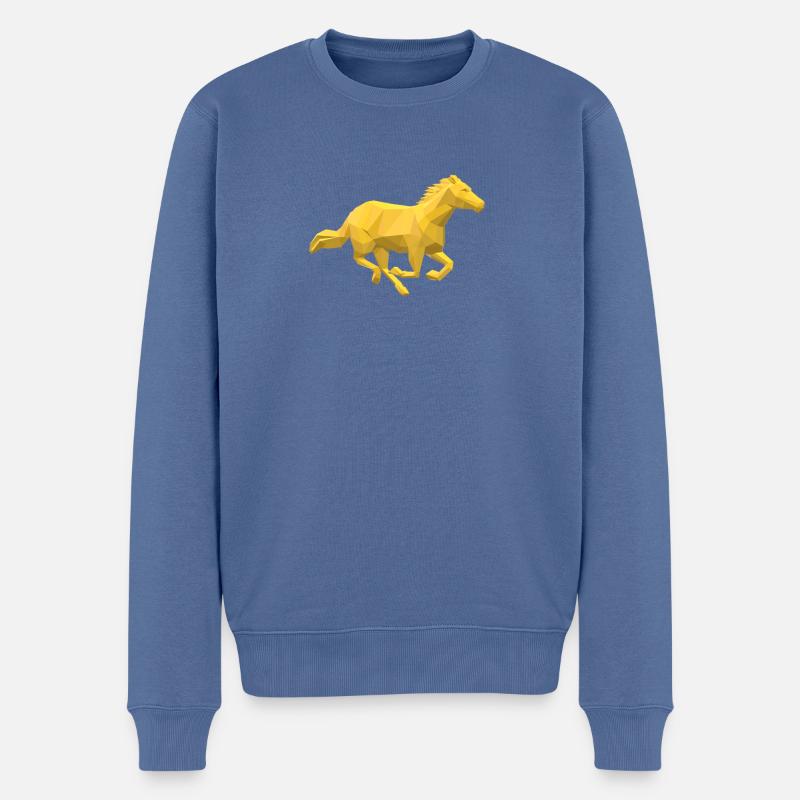 Golden Horse - Männer Premium Bio Pullover - Taubenblau