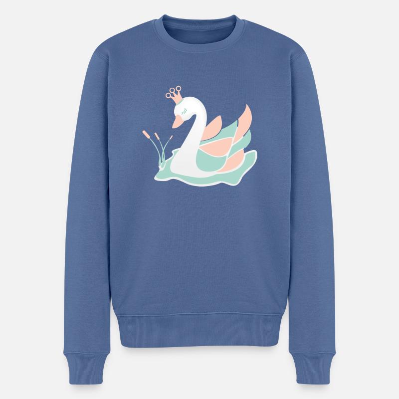 schwan_baby_pastell - Männer Premium Bio Pullover - Taubenblau