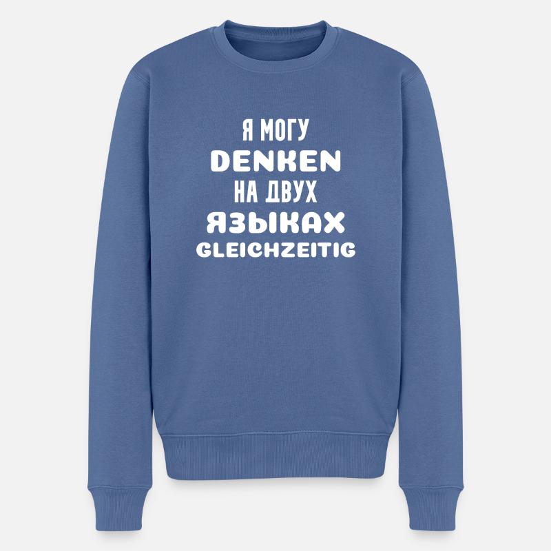 Lustige Russische Spruch - Männer Premium Bio Pullover - Taubenblau