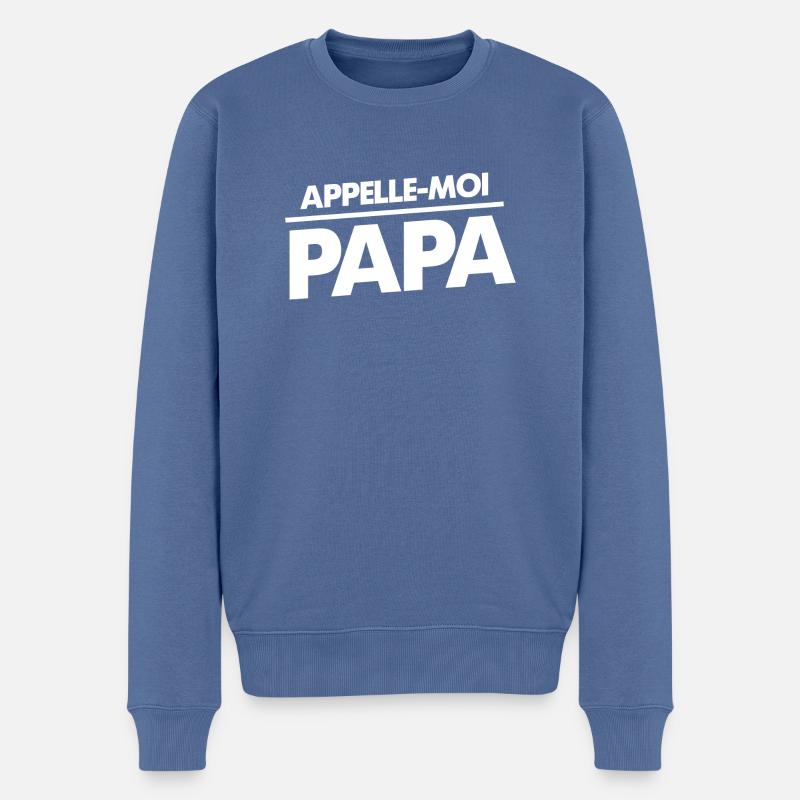 APPELLE-MOI PAPA - Pull Premium bio Homme - bleu pigeon