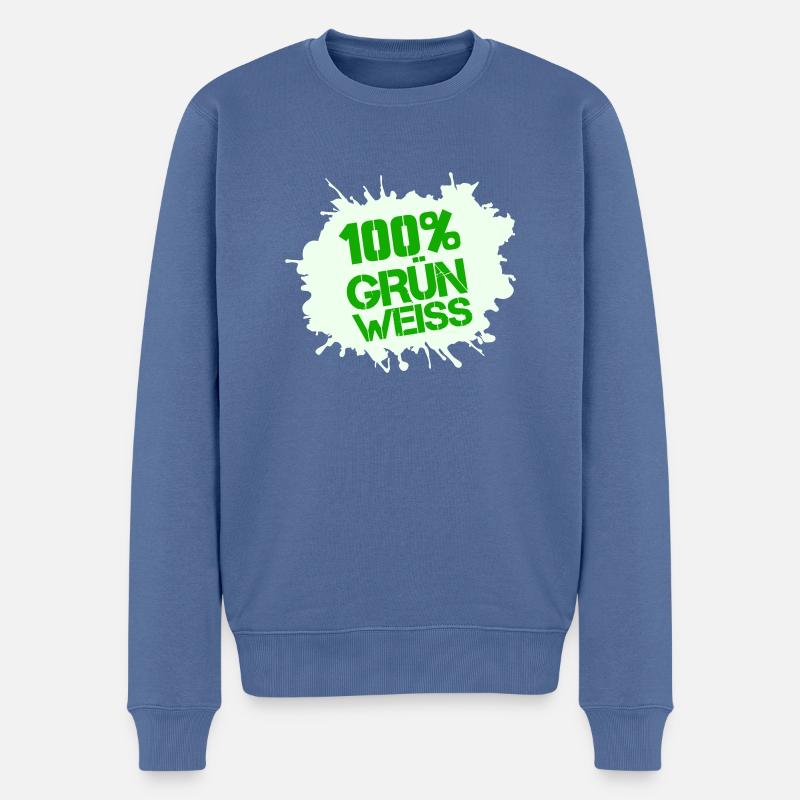 100% Grün Weiss - Männer Premium Bio Pullover - Taubenblau