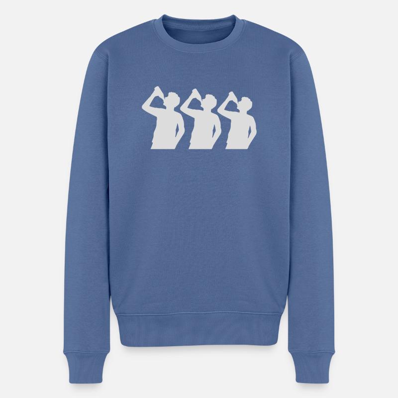 Silhouette 3 Freunde Bier - Männer Premium Bio Pullover - Taubenblau