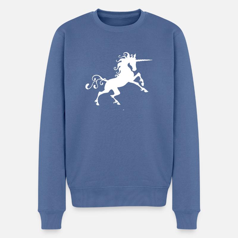 Heraldisches Einhorn - Männer Premium Bio Pullover - Taubenblau