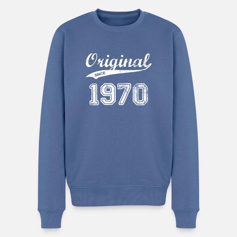 1970 - Männer Premium Bio Pullover - Taubenblau