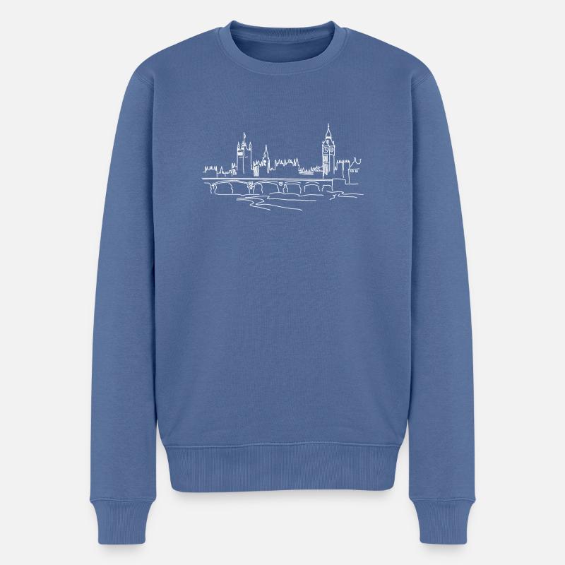 Skyline London City - Männer Premium Bio Pullover - Taubenblau