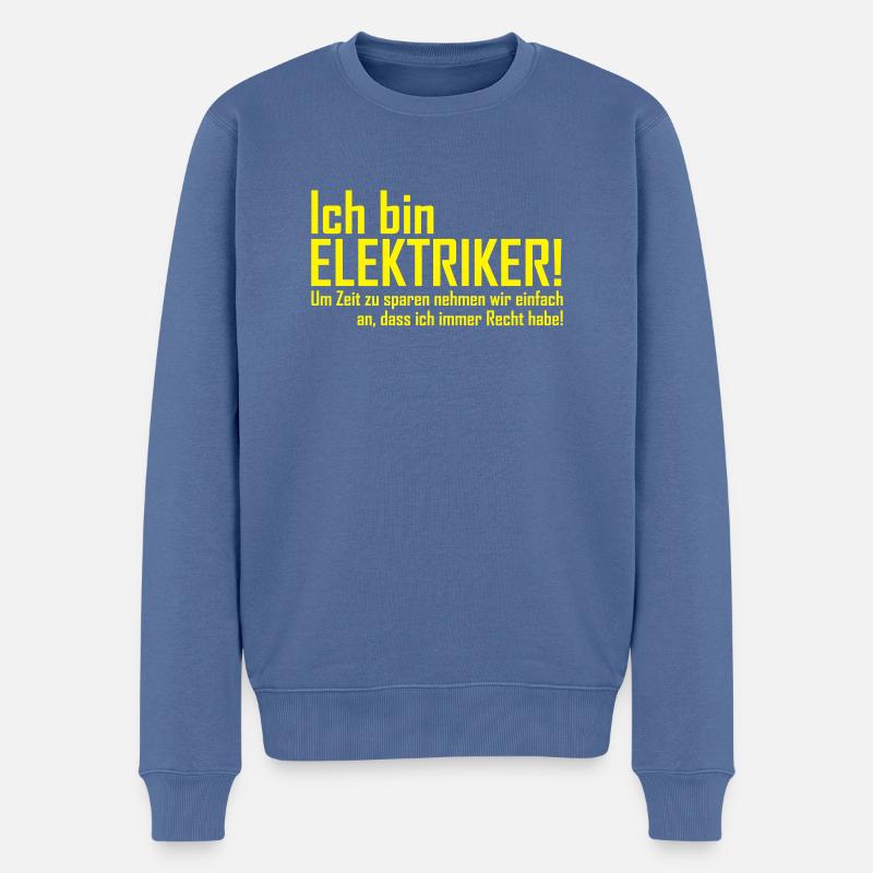 ich bin elektriker - Männer Premium Bio Pullover - Taubenblau
