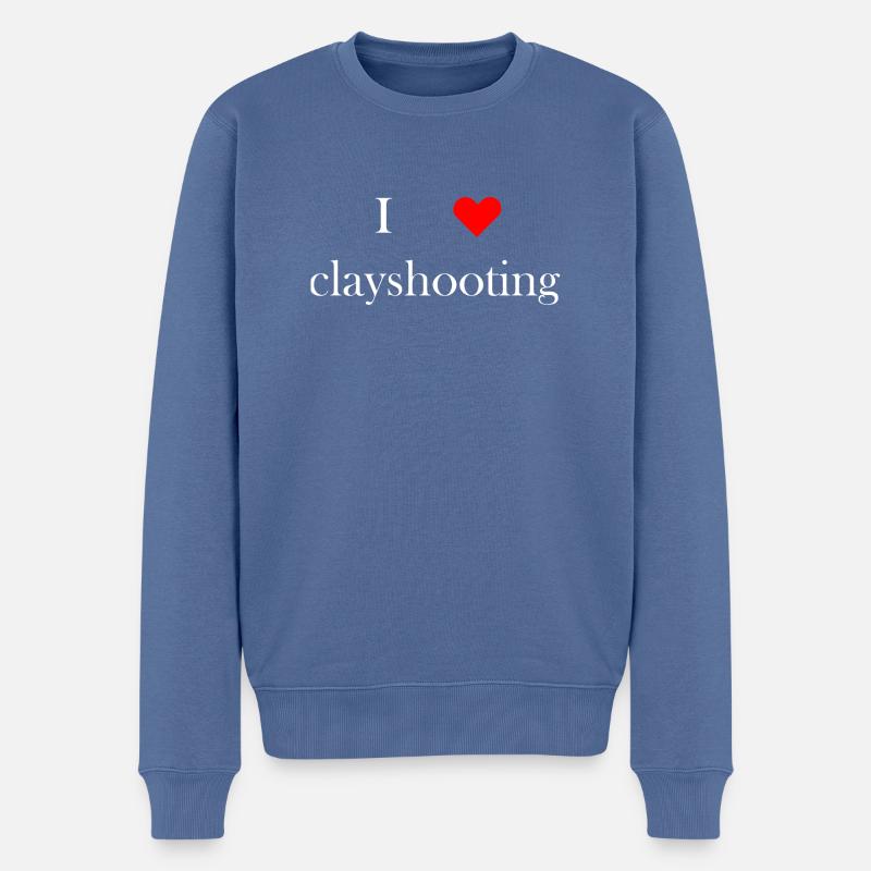 iloveclayshooting1 white - Pull Premium bio Homme - bleu pigeon