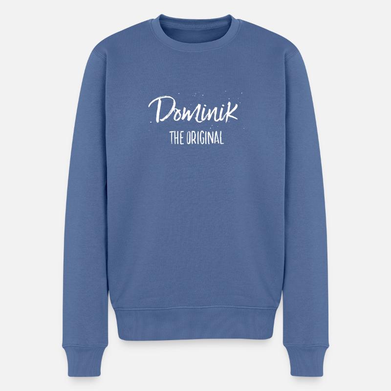 Dominik - Männer Premium Bio Pullover - Taubenblau