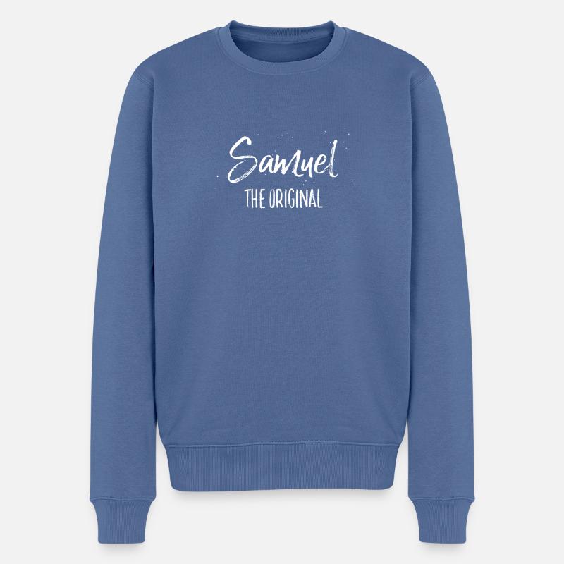 Samuel - Männer Premium Bio Pullover - Taubenblau