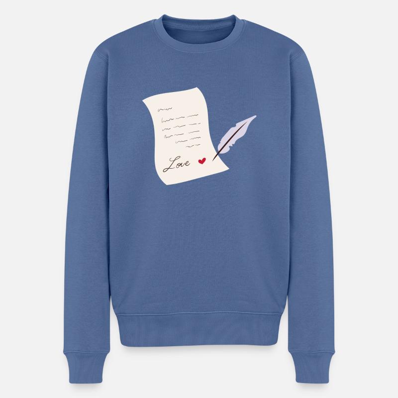 Liebesbrief - Männer Premium Bio Pullover - Taubenblau