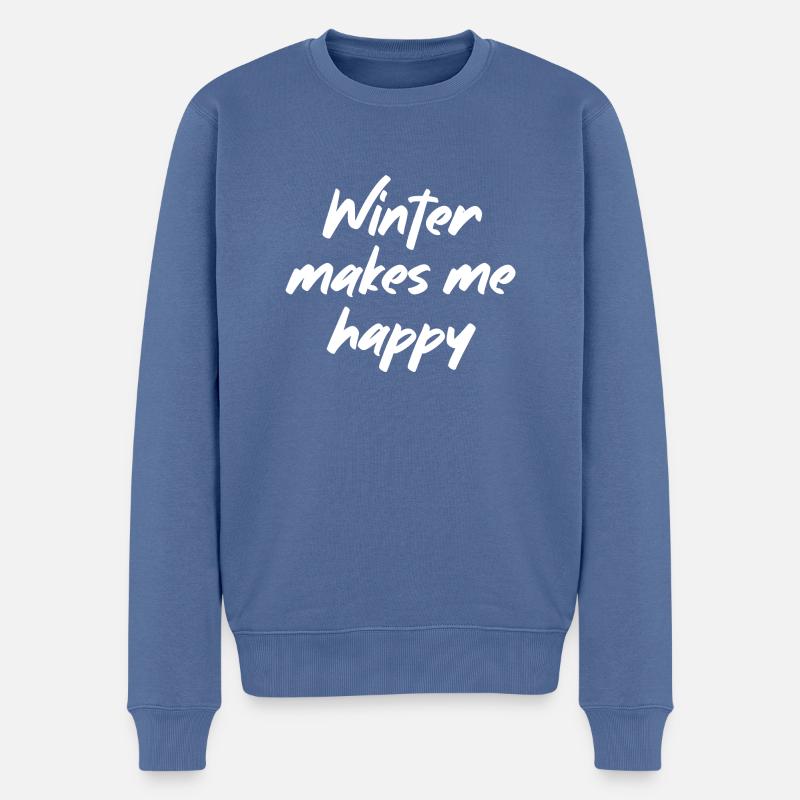 Winter makes me happy - Männer Premium Bio Pullover - Taubenblau