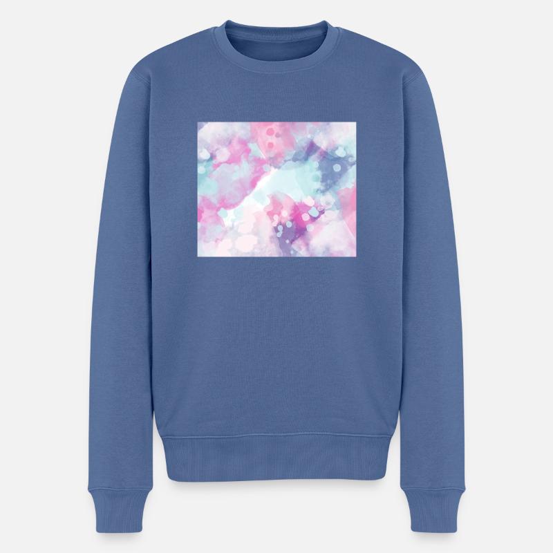 Impression aquarelle - Pull Premium bio Homme - bleu pigeon