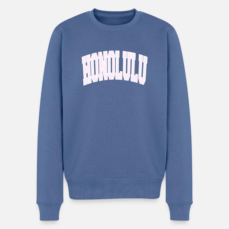 HONOLULU College - Männer Premium Bio Pullover - Taubenblau