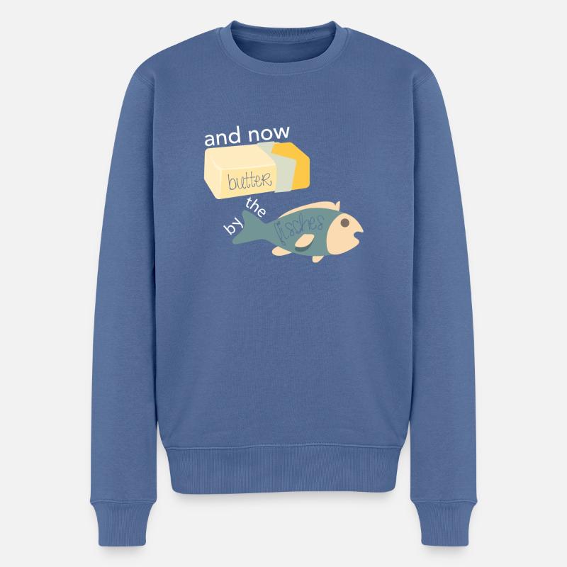 Butter bei die Fische - Männer Premium Bio Pullover - Taubenblau