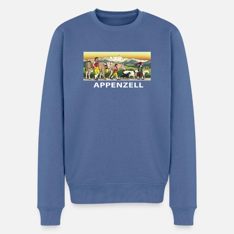 Appenzeller Motiv - Männer Premium Bio Pullover - Taubenblau