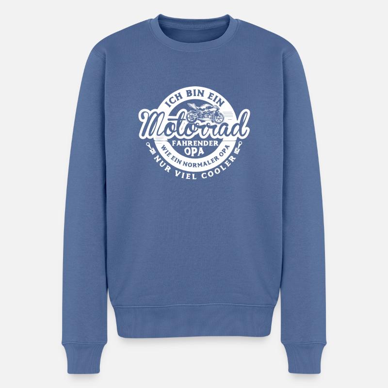 Cooler Motorradopa - Männer Premium Bio Pullover - Taubenblau
