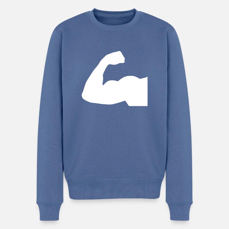 Arm 3 - Männer Premium Bio Pullover - Taubenblau