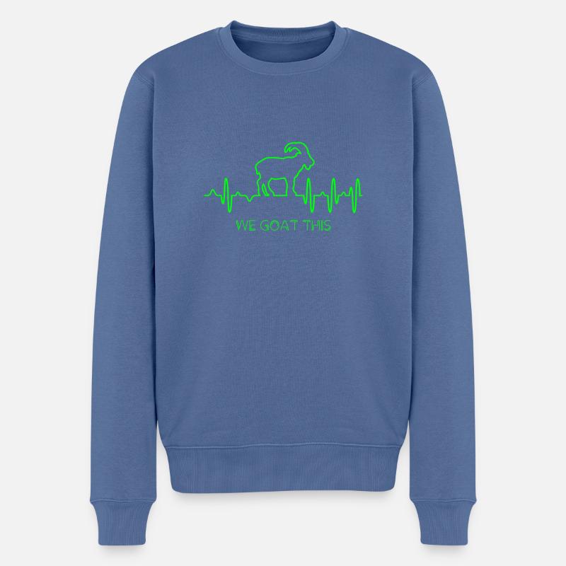 Ziege EKG - Männer Premium Bio Pullover - Taubenblau