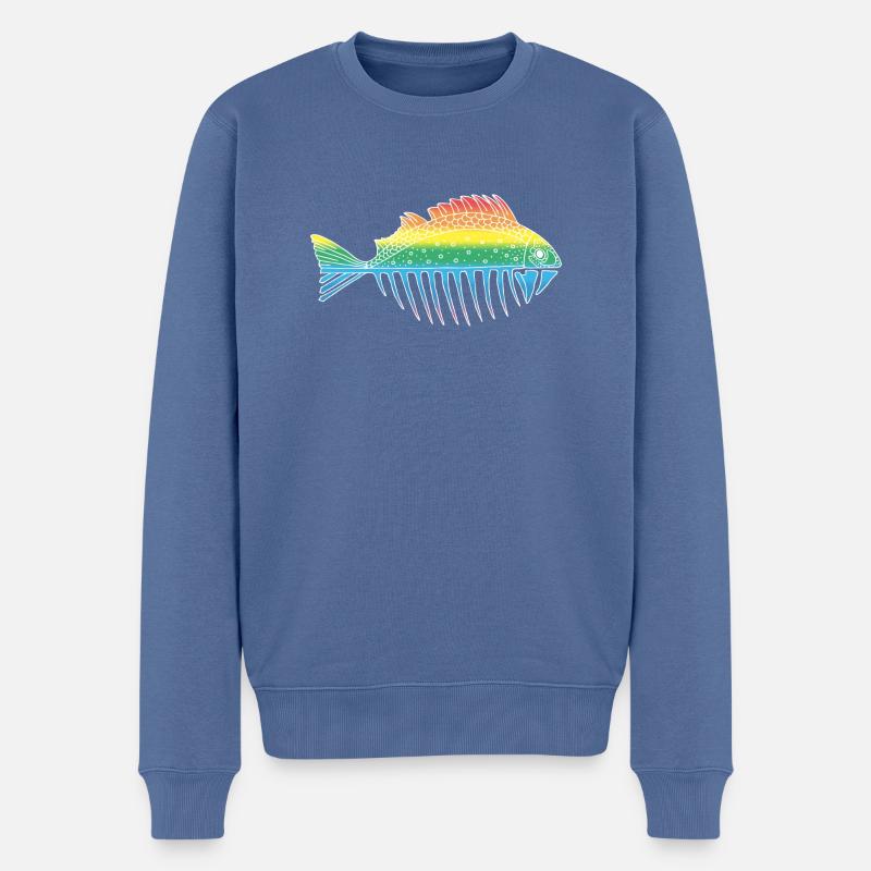 Poisson - Pull Premium bio Homme - bleu pigeon