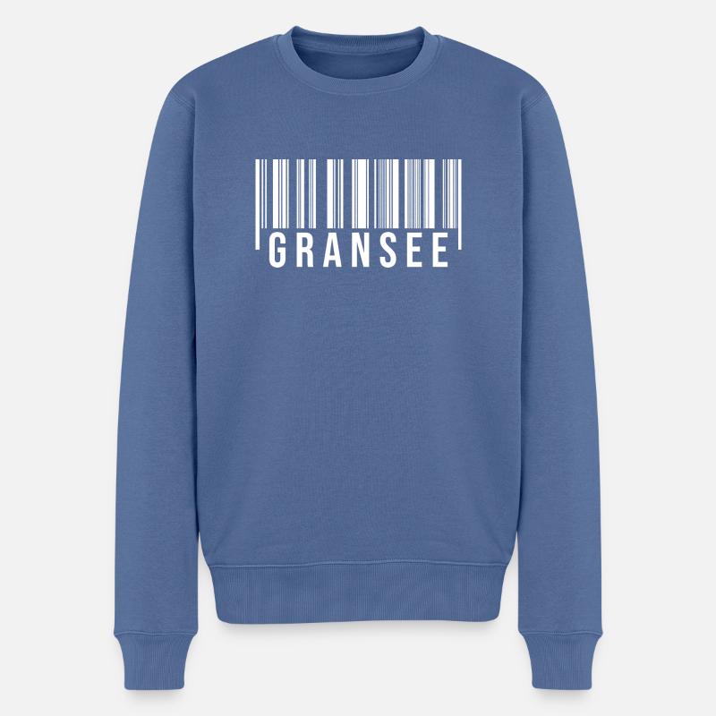 Gransee Strichcode - Männer Premium Bio Pullover - Taubenblau