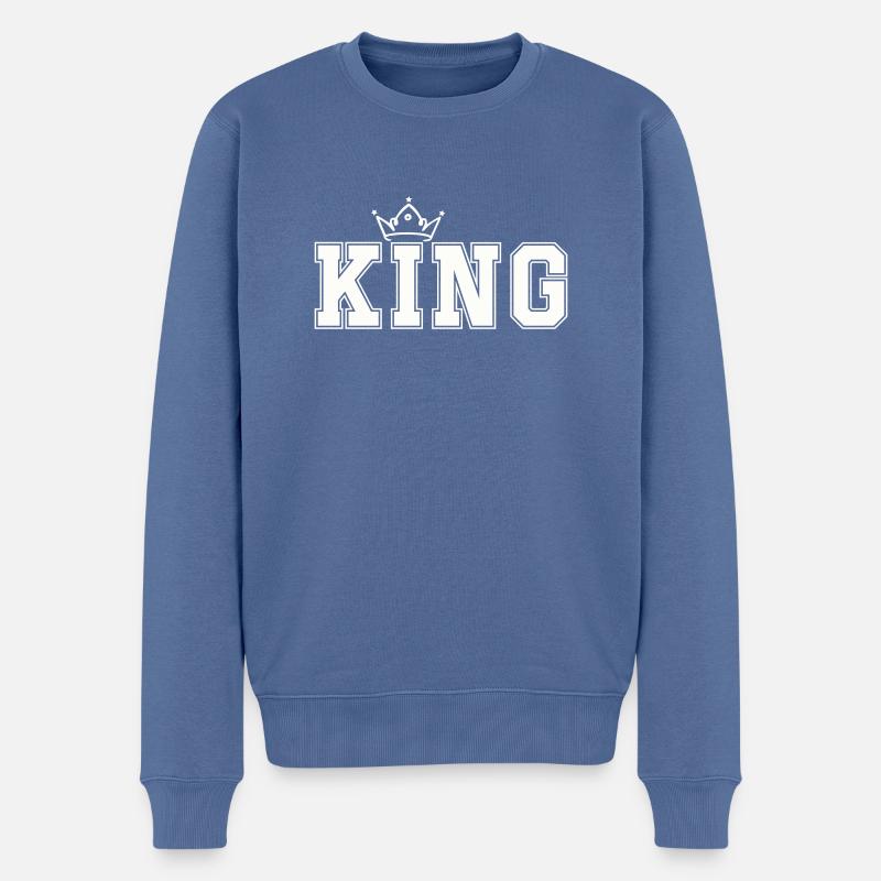 king - Männer Premium Bio Pullover - Taubenblau