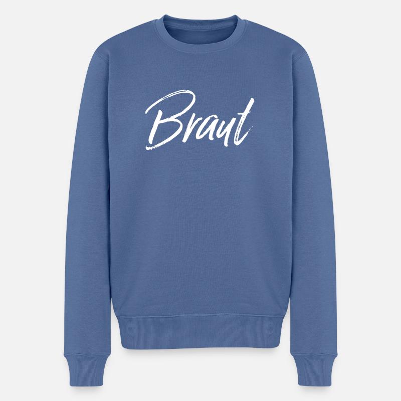 Braut weiss - Männer Premium Bio Pullover - Taubenblau