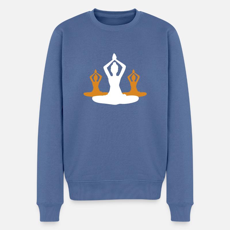 10 Sukhasana oder Genuss-Yoga | Weiß - Männer Premium Bio Pullover - Taubenblau