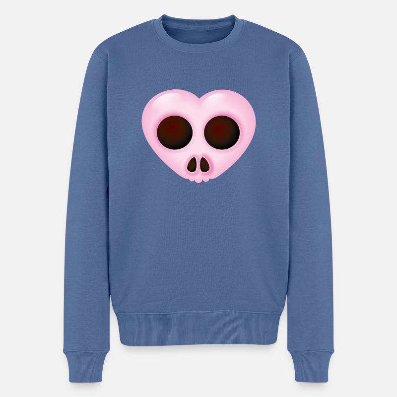 Smiley Heart Skull - Pull Premium bio Homme - bleu pigeon