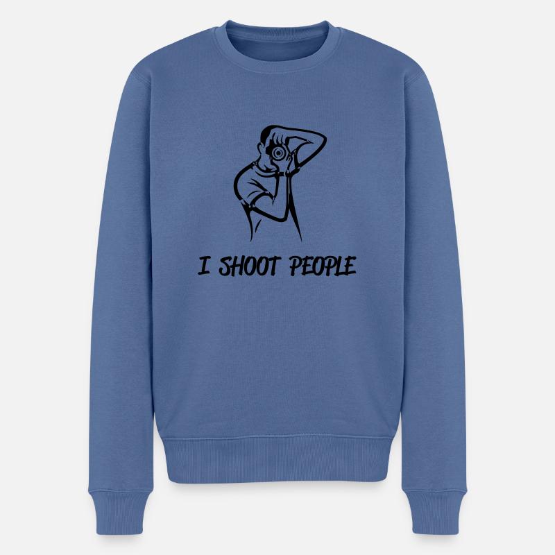 Je tire sur les gens - Pull Premium bio Homme - bleu pigeon