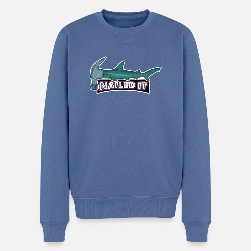 Cloué le requin-marteau - Pull Premium bio Homme - bleu pigeon
