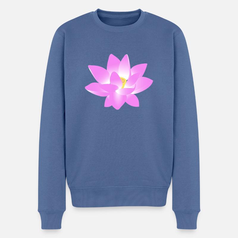 Blume Lotus - Männer Premium Bio Pullover - Taubenblau