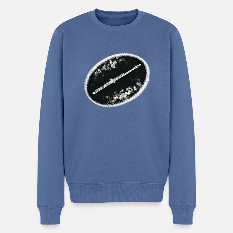 Querflöte sw - Männer Premium Bio Pullover - Taubenblau