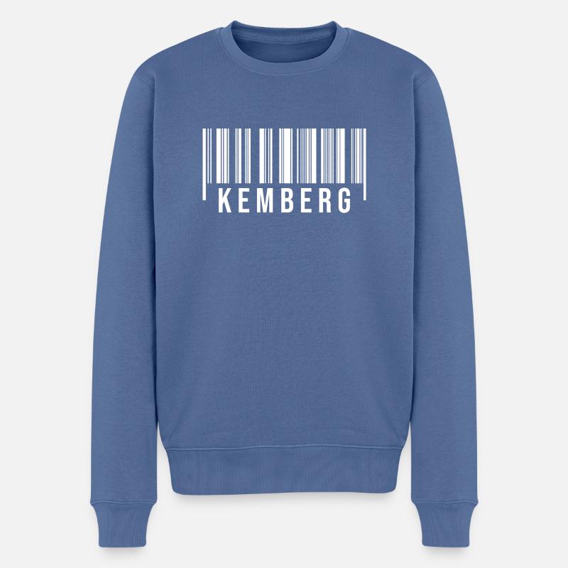 Kemberg Strichcode - Männer Premium Bio Pullover - Taubenblau