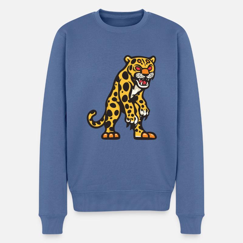 Leopard Halloween Tier - Männer Premium Bio Pullover - Taubenblau