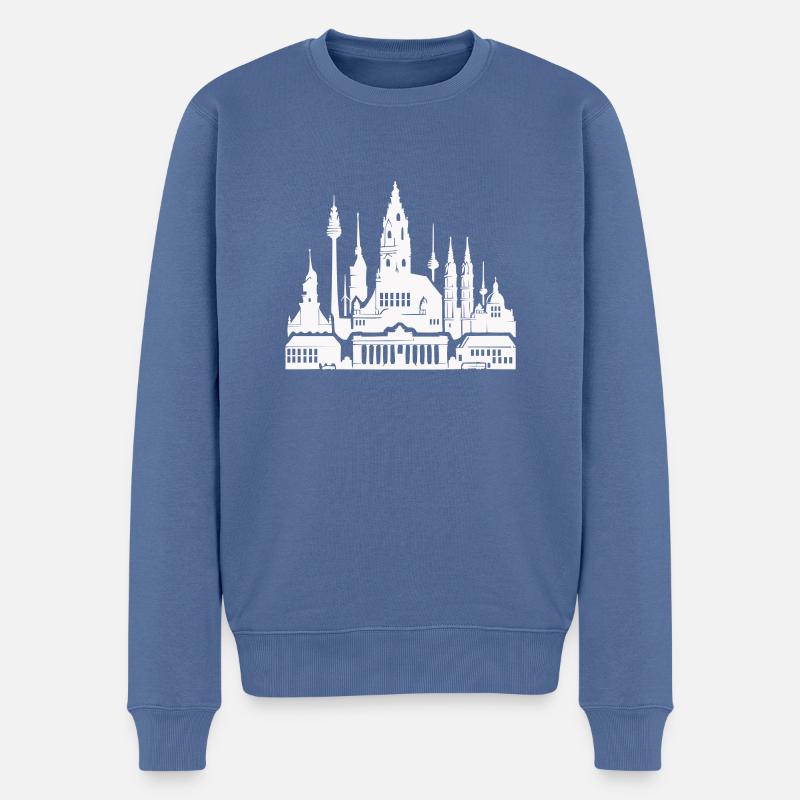 Horizon de Leipzig - Pull Premium bio Homme - bleu pigeon
