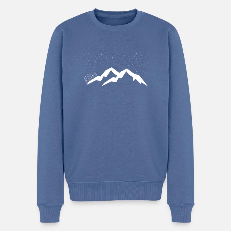 Berge bei Nacht - Männer Premium Bio Pullover - Taubenblau