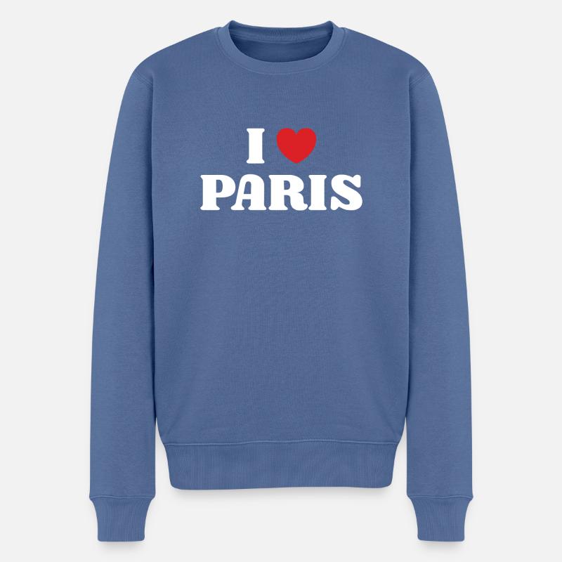Ich liebe Paris - Männer Premium Bio Pullover - Taubenblau