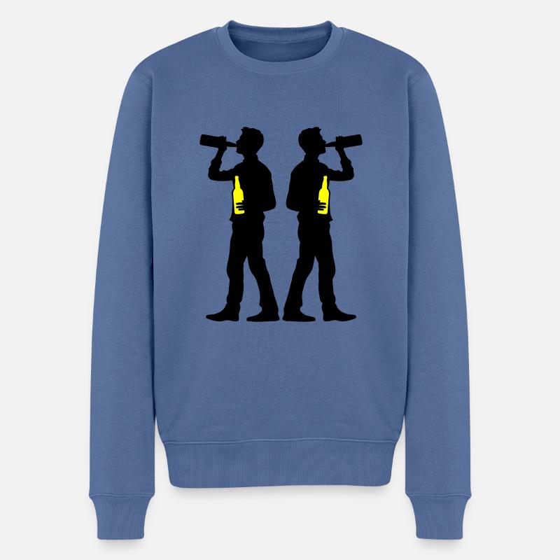 Trinker Bier - Männer Premium Bio Pullover - Taubenblau