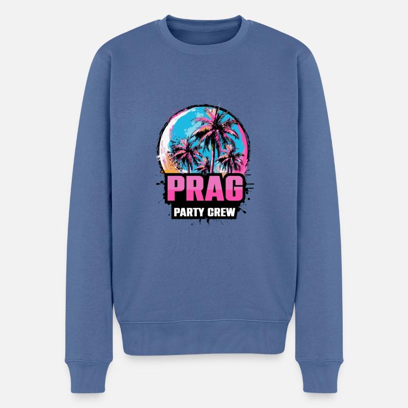 Prag Party Crew Urlaub Spruch - Männer Premium Bio Pullover - Taubenblau